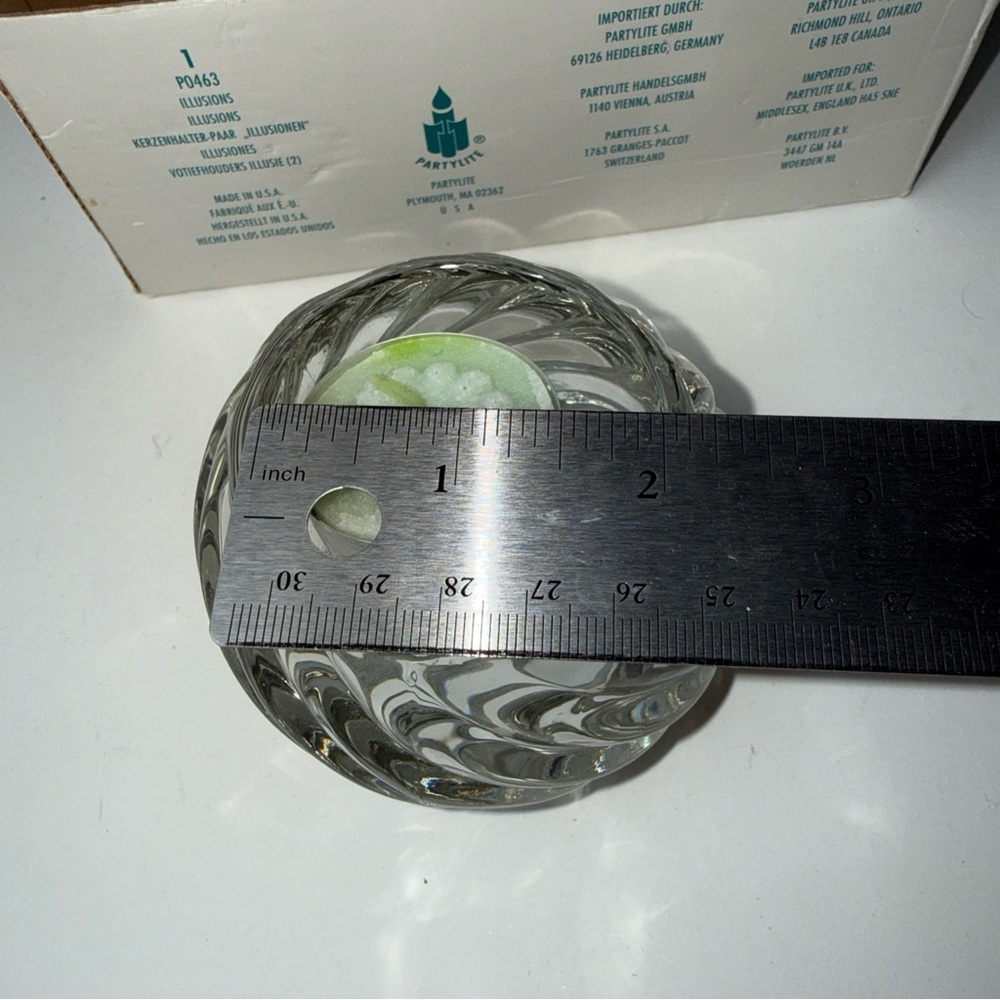 PartyLite Glass 2 Candle Holders Illusion Swirl Votive Tealight Holder Clear USA - Picture 10 of 11